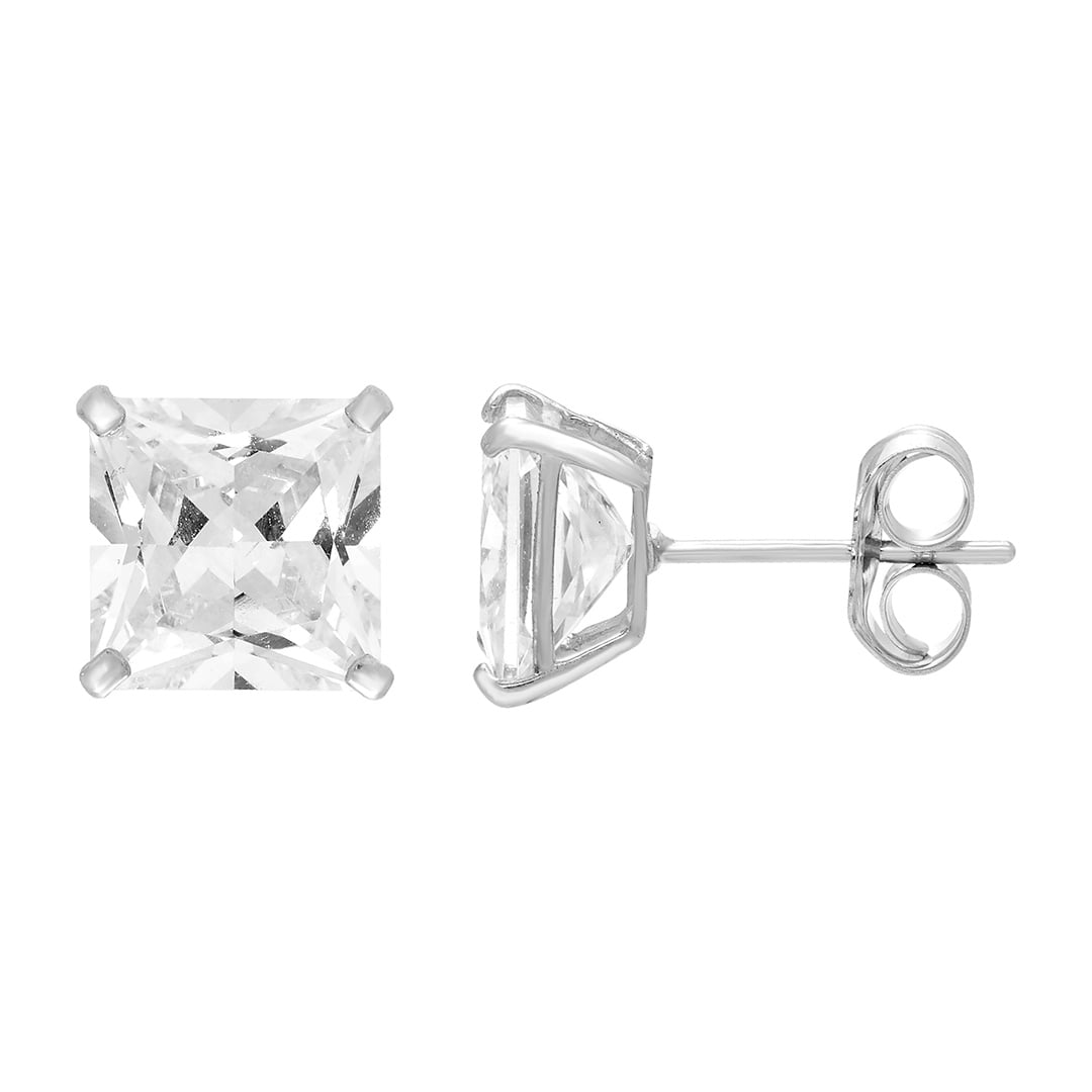 A M 14k White Gold Square Clear CZ Stud Earrings 4mm to 8mm with Post Back Women s Unisex 30cfe6f0 1c7e 4c9a 9435 651671bc51e6.b5012104c67a4f08745d5cb688740ee2