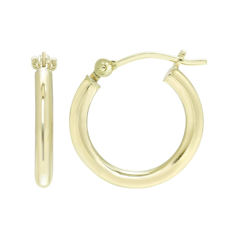 A&M 14k Yellow Gold 2mm Hoop Earrings, 12mm–30mm, Adult