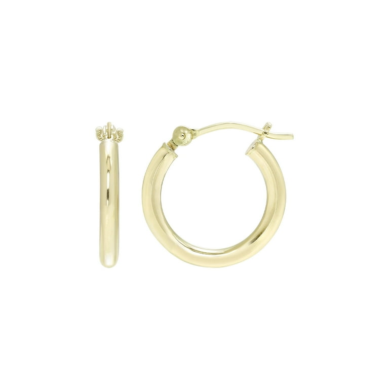 14k Yellow Gold Baby Hoop Earrings with Twist Tube Design 12mm 14k Yellow Gold Baby Hoop Earrings with Twist Tube Design 12mm