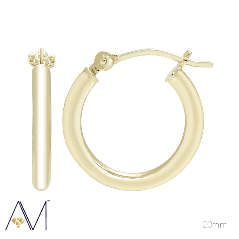 14k Yellow Gold Baby Hoop Earrings with Twist Tube Design 12mm 14k Yellow Gold Baby Hoop Earrings with Twist Tube Design 12mm