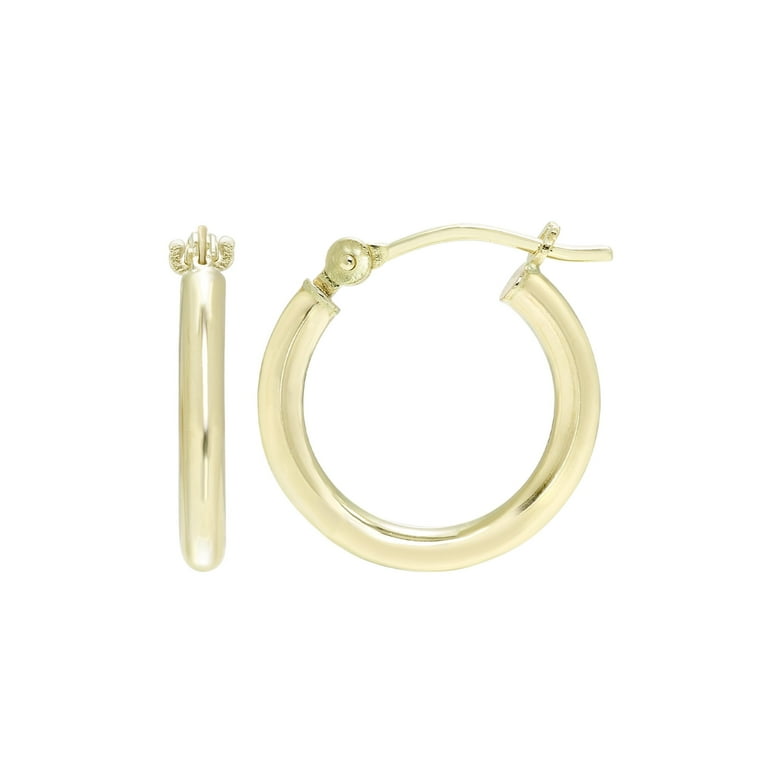 14k Yellow Gold Baby Hoop Earrings with Twist Tube Design 12mm 14k Yellow Gold Baby Hoop Earrings with Twist Tube Design 12mm