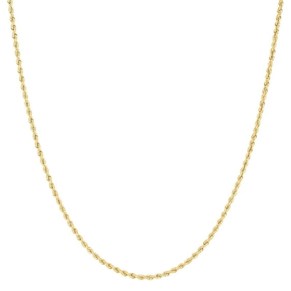 A&M 14k Yellow Gold 1.5mm Rope Chain Necklace, 16–24 Inch, Lobster Clasp, Adult Unisex
