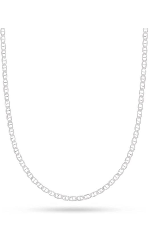 A&M 925 Sterling Silver 1.5mm Flat Marina Chain Necklace, 16–30 Inch, Lobster Clasp, Adult Unisex