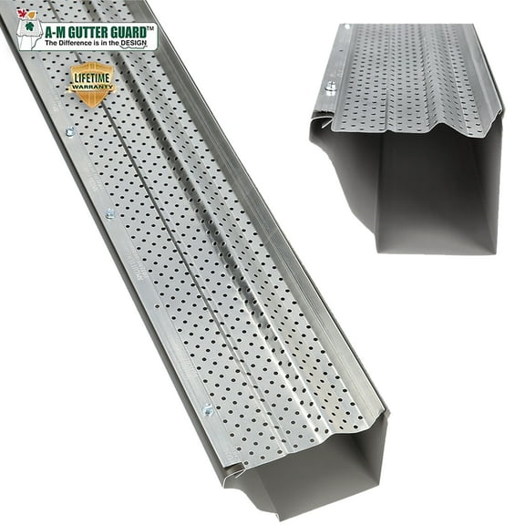 A-M Gutter Guard - 6" (11.5 Feet, Mill Finish) Heavy-Duty Aluminum Gutter Guard - Leaf & Debris Protection for 5-inch and 6-inch Gutters, DIY-Easy, Made in the USA