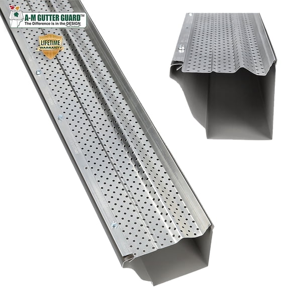 A-M Gutter Guard - 6" (200 feet, Mill Finish) Heavy-Duty Aluminum Gutter Guard - Leaf & Debris Protection for 5-inch and 6-inch Gutters, DIY-Easy, Lifetime Warranty, Made in the USA
