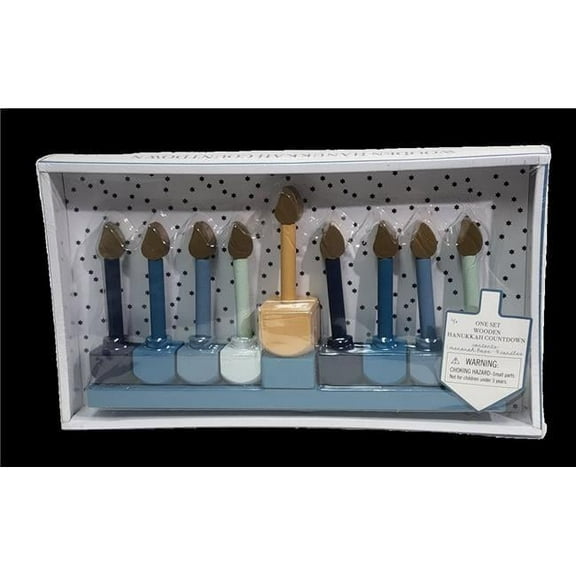 A&M Judaica & Gifts 904384 10 x 3 in. Wooden Colorful Countdown Menorah