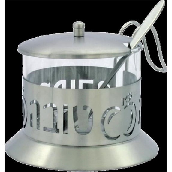 A&M Judaica and Gifts Stainless Steel Honey Dish with Laser Cut -Apple Design 8 cm - 3.1