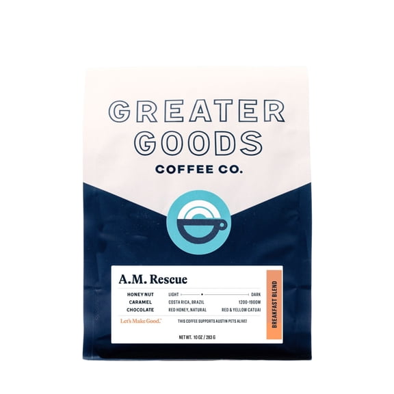 A.M. Rescue - Breakfast Blend - Roasted by Greater Goods Coffee Co. - Freshly Ground Coffee - 2lb Bag