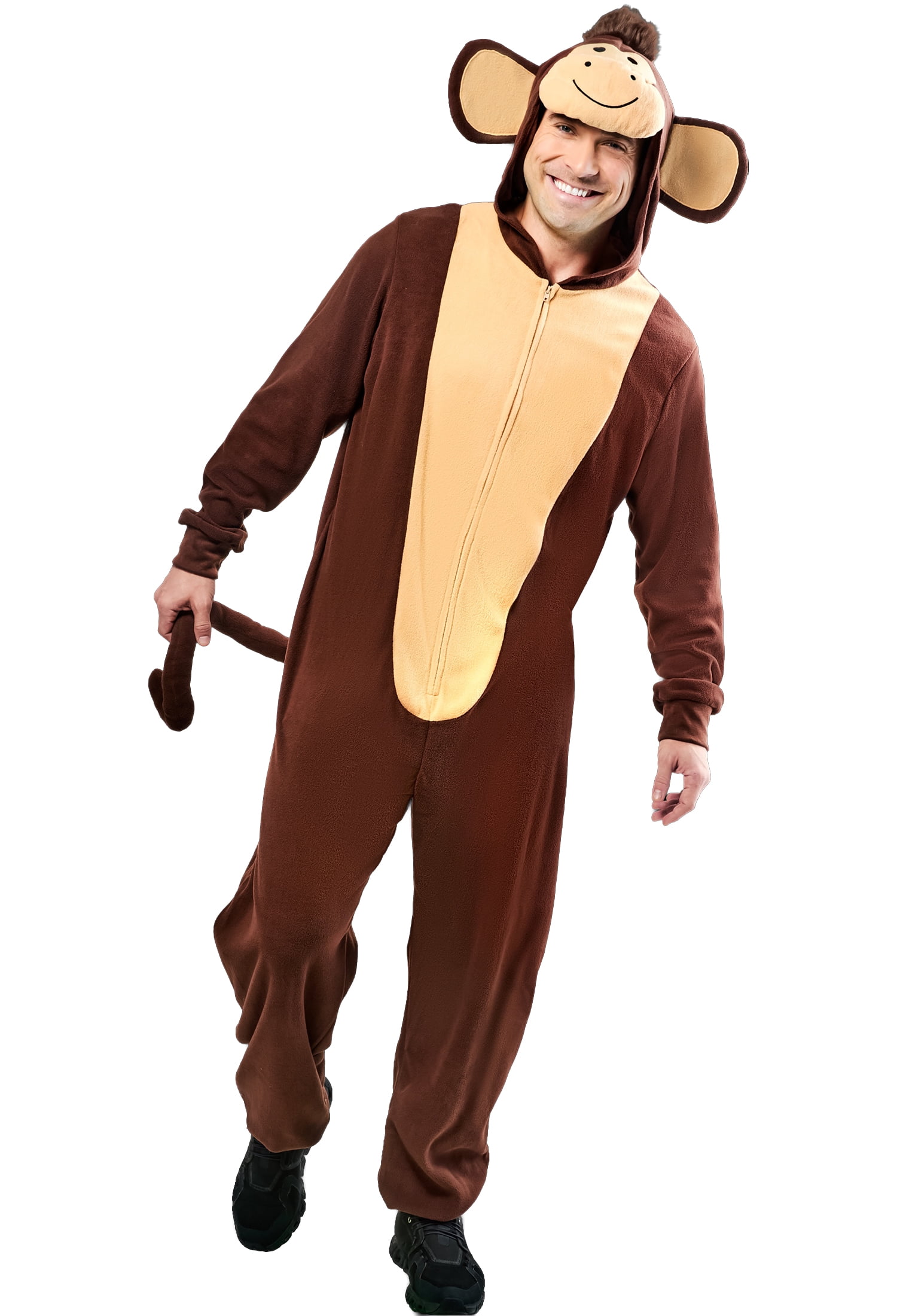 Monkey Jumpsuit Halloween Costume for Adults, Adult Size S (28/34), by Way to Celebrate
