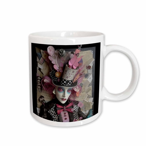 3drose, a Mad Hatter in Pink and Black, 11oz Mug