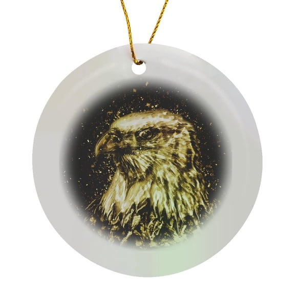 3drose, a Magnificent American Eagle in Gold, Circle Porcelain Ornament