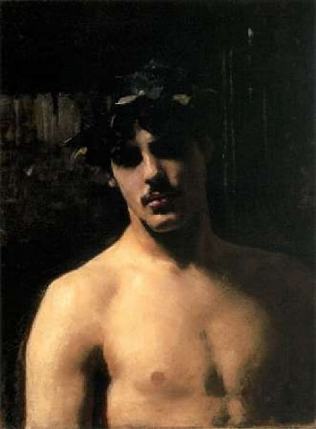 A Male Model with a Wreath of Laurel Canvas Art - John Singer Sargent (18 x 24)