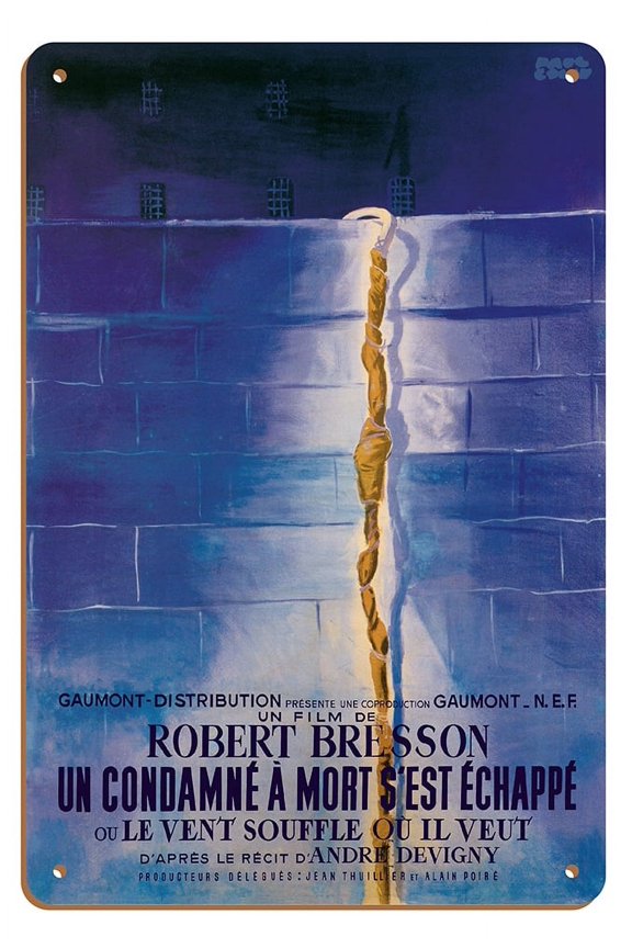 A Man Escaped (Un Condamné À Mort S'est Échappé) - Directed by Robert Bresson - Vintage French Film Movie Poster by Paul Colin c.1956 - 8 x 12 inch Vintage Wood Art Sign