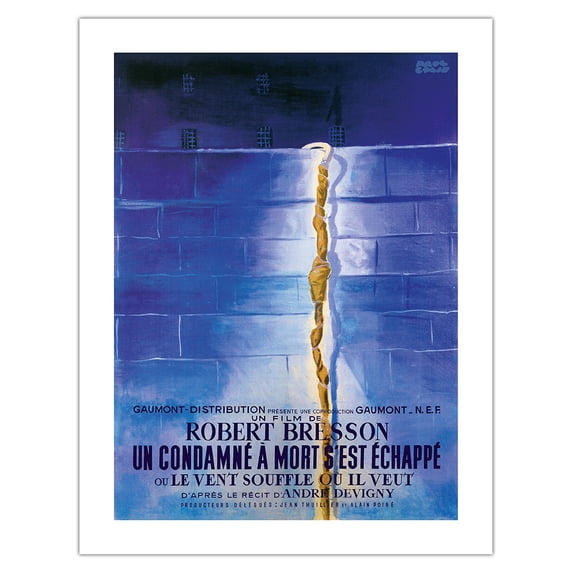 A Man Escaped (Un Condamné À Mort S'est Échappé) - Directed by Robert Bresson - Vintage French Film Movie Poster by Paul Colin c.1956 - Bamboo Fine Art 290gsm Paper (Unframed) 17x22in