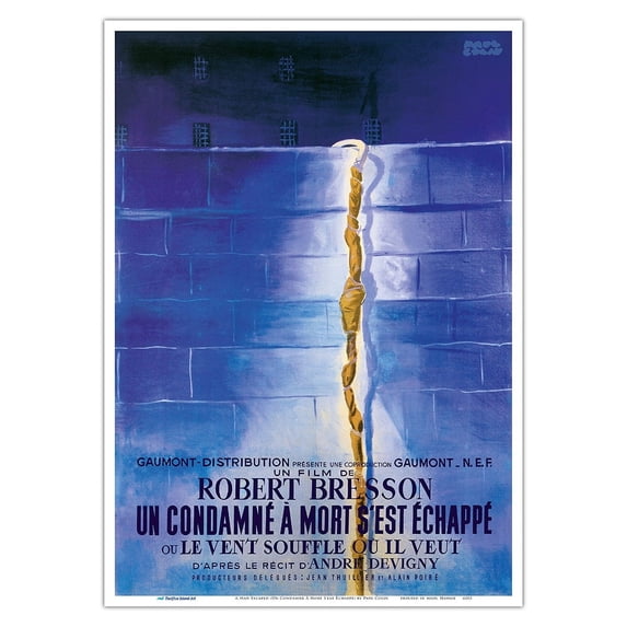 A Man Escaped (Un Condamné À Mort S'est Échappé) - Directed by Robert Bresson - Vintage French Film Movie Poster by Paul Colin c.1956 - Master Art Print 10in x 14in