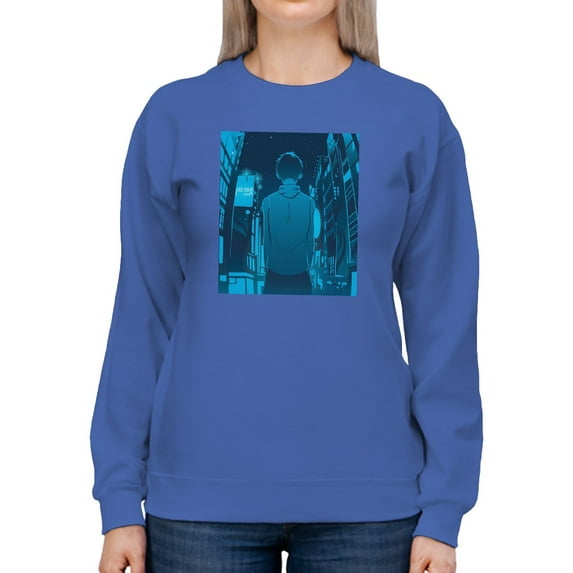 A Man In A City Sweatshirt Women -Smartprints Designs, Female Medium