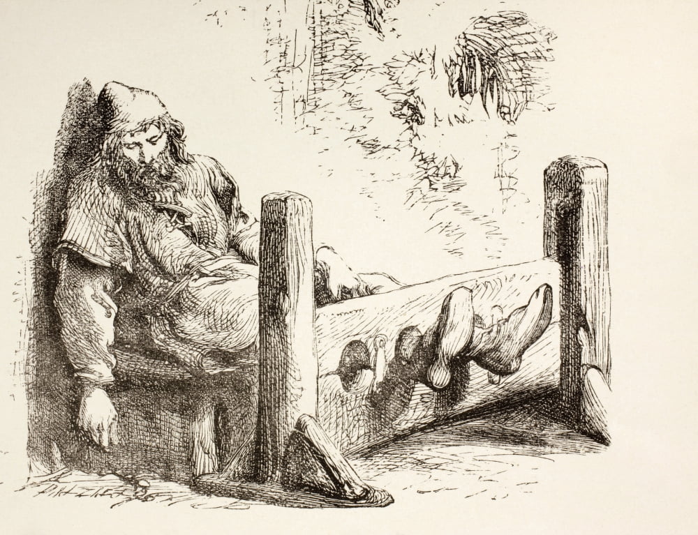 A Man In Stocks From The Illustrated Library Shakspeare Published London 1890 Canvas Art - Ken Welsh Design Pics (16 x 12)