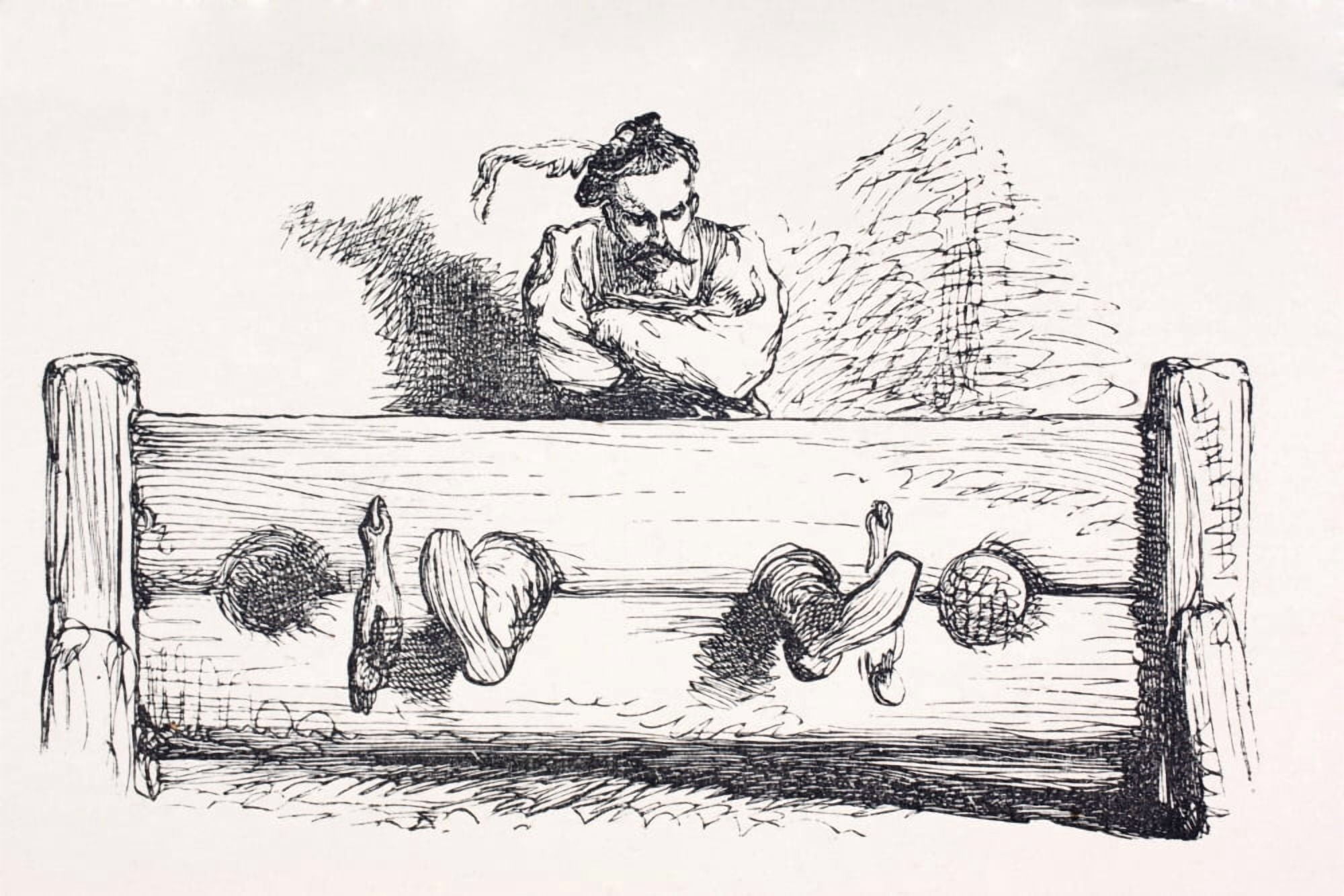 A Man In Stocks From The Illustrated Library Shakspeare Published London 1890 Canvas Art - Ken Welsh Design Pics (36 x 24)