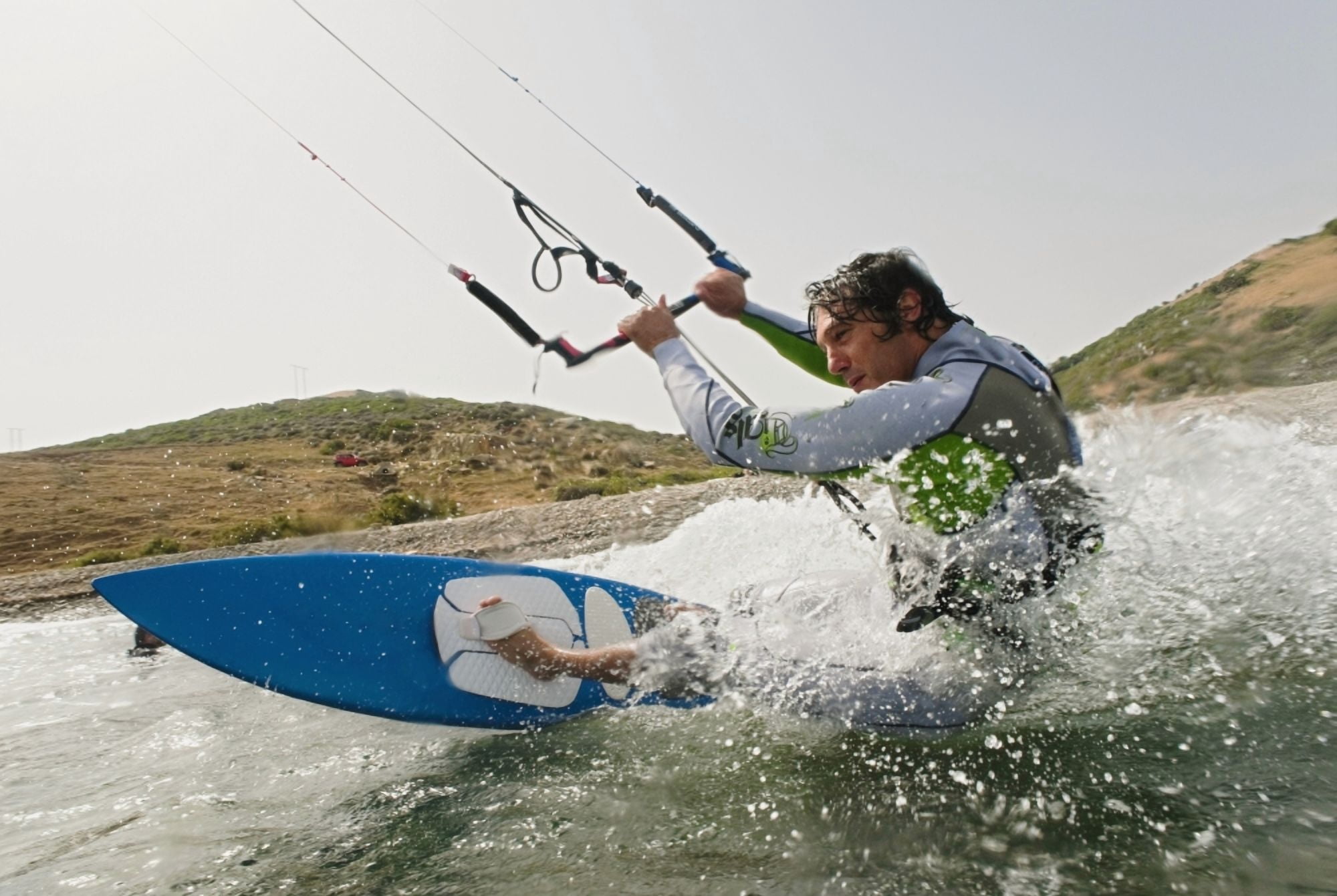 A Man Kite Surfing Off The Coast Of Parque Natural Del Estrecho Tarifa Cadiz Andalusia Spain Canvas Art - Ben Welsh Design Pics (36 x 24)