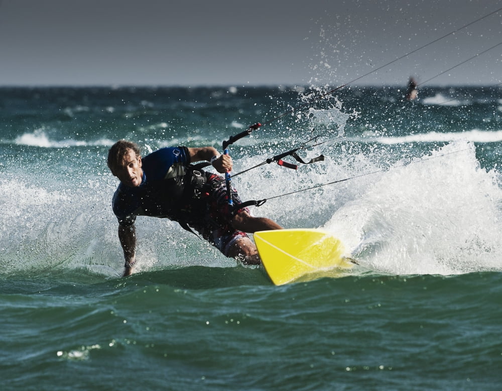 A Man Kitesurfing Tarifa Cadiz Andalusia Spain Canvas Art - Ben Welsh Design Pics (34 x 26)