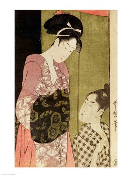 A Man Painting a Woman Canvas Art - (24 x 36)