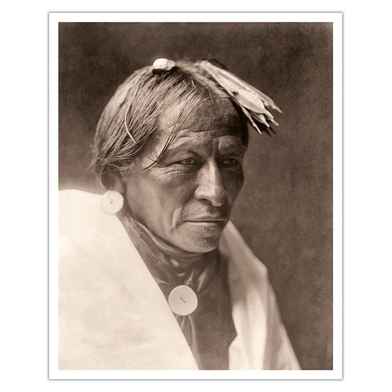 A Man of Taos - The North American Indians - Vintage B&W Historical Photograph by Edward S. Curtis c.1905 - Fine Art Matte Paper Print (Unframed) 16x20in