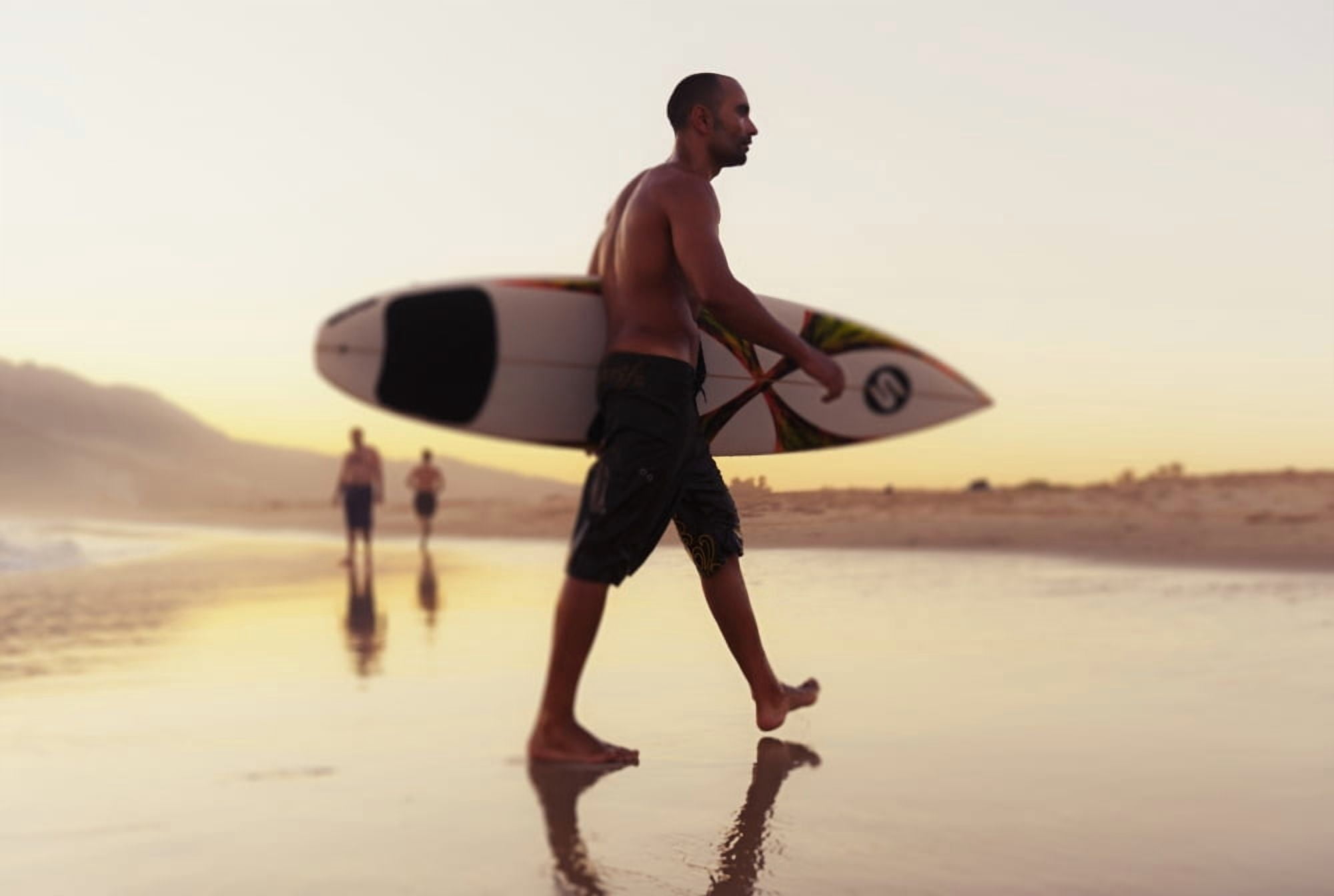 A Man Walking With His Surfboard On Valdevaqueros Beach Tarifa Cadiz Andalusia Spain Canvas Art - Ben Welsh Design Pics (38 x 24)