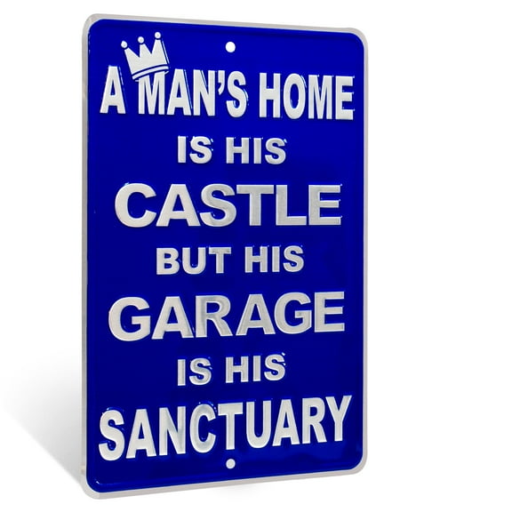 A Mans Garage Is His Sanctuary Funny Sign Wall Decor Man Cave Cool Gifts for Men