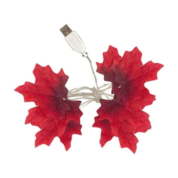 A Maple Leaf Led String Lights Usb Powered Fall Thanksgiving Harvest Decor, 78.74 Inches Red Lights, Autumn Party Decoration For Home Festival