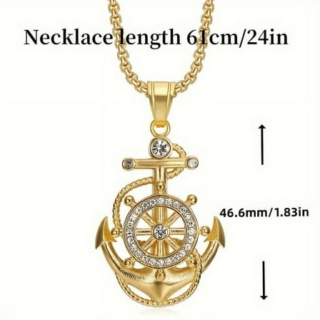 A Marine -Shaped Pendant, a Pendant next party, cr -STal Decoation, a Stainless Steel Men's Pendant Next China, Hip -Hop Punk Jewelry,Gold