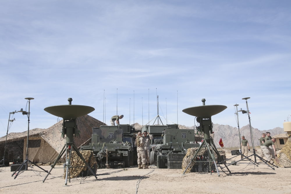 A Marine Unmanned Aerial Vehicle Squadron control center Canvas Art - Stocktrek Images (35 x 23)