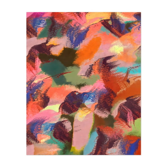 A Maroon Dream - Painting Abstract Modern Art Surrealism Psychedelic Geometric Pattern Unframed Wall Art Print 22 x 28 inches