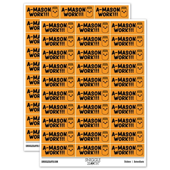 A-Mason Amazing Work Jar Teacher Student School Sticker Set - Orange - Matte Finish - 1.75" Medium