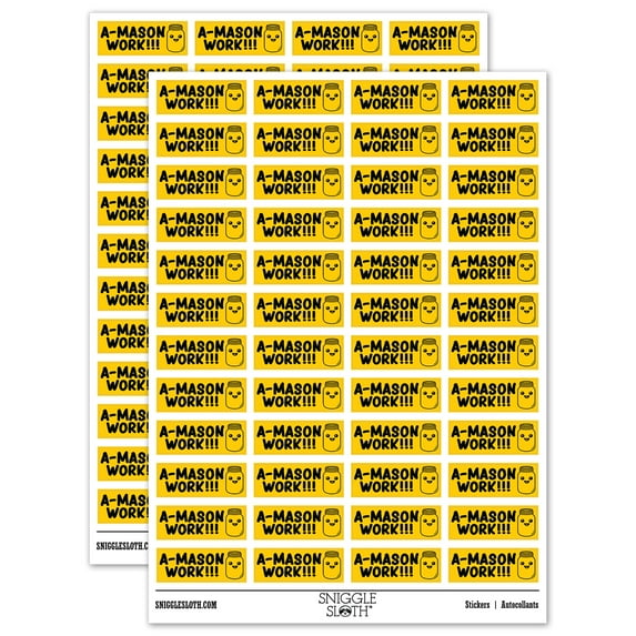 A-Mason Amazing Work Jar Teacher Student School Sticker Set - Yellow - Matte Finish - 1.25" Mini
