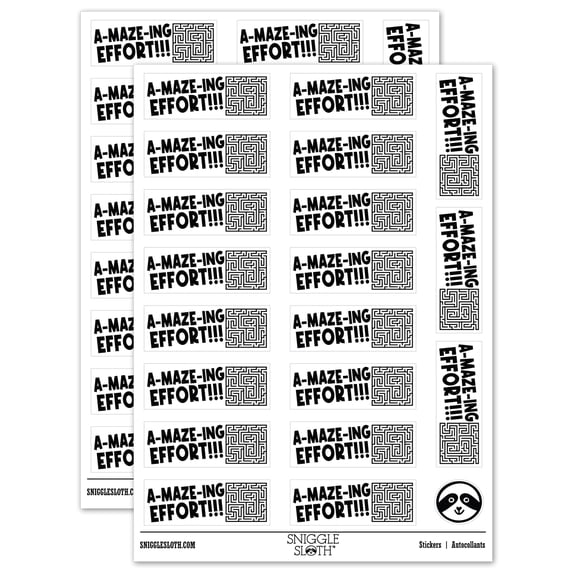 A-Maze-ing Amazing Effort Teacher Student School Sticker Set - White - Gloss Finish - 2.00" Large