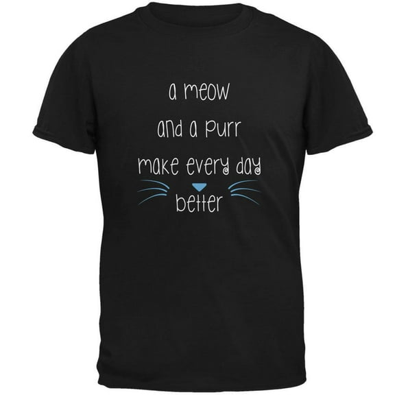 A Meow and a Purr Cat Black Adult T-Shirt - X-Large