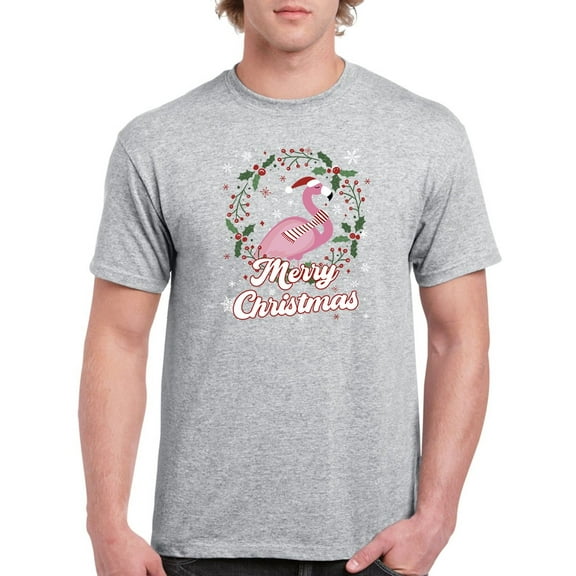 A Merry Christmas Flamingo T-Shirt Men -Smartprints Designs, Male XX-Large