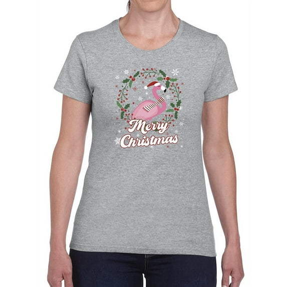 A Merry Christmas Flamingo T-Shirt Women -Smartprints Designs, Female XX-Large