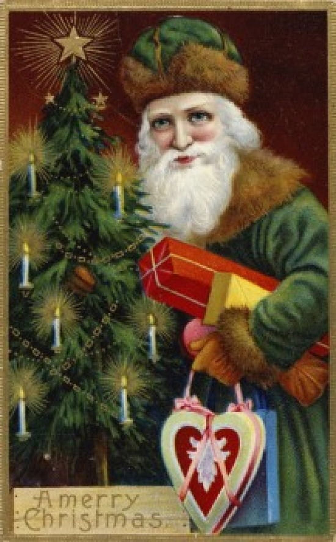 A Merry Christmas Santa & Christmas Card Nostalgia card Canvas Art - (18 x 24)