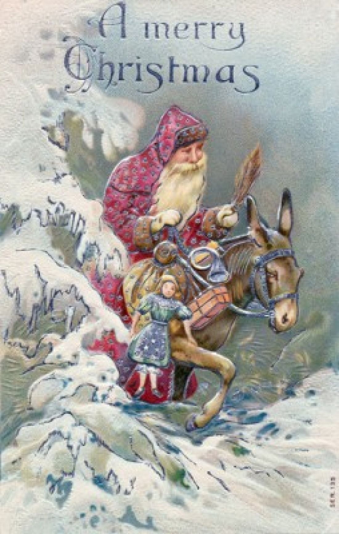 A Merry Christmas nostalgia card Canvas Art - (18 x 24)