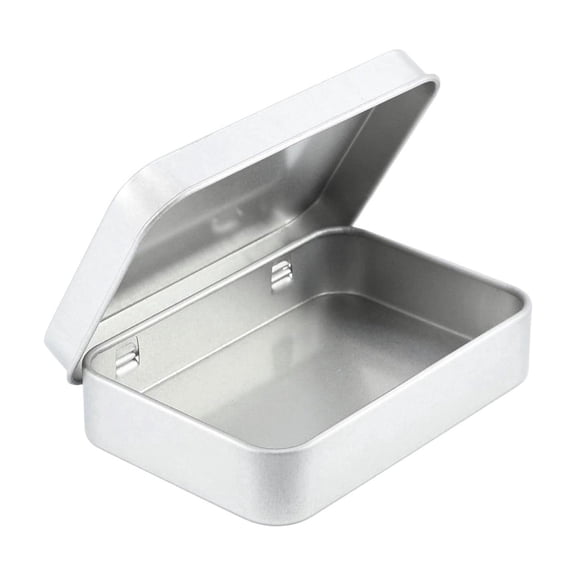 A Metal Rectangular Tin Storage Box With Clear Window Lid Portable Organizer Case For Jewelry Nails Crafts Personals Sundries
