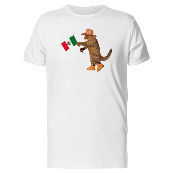 A Mexican Cat Holding Flag Tee Men's -Image by Shutterstock