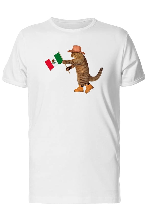 A Mexican Cat Holding Flag Tee Men's -Image by Shutterstock