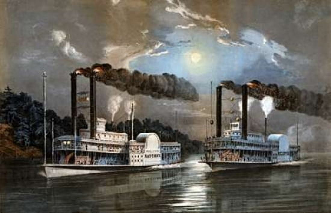 A Midnight Race on The Mississippi Canvas Art - D Manning (24 x 36)