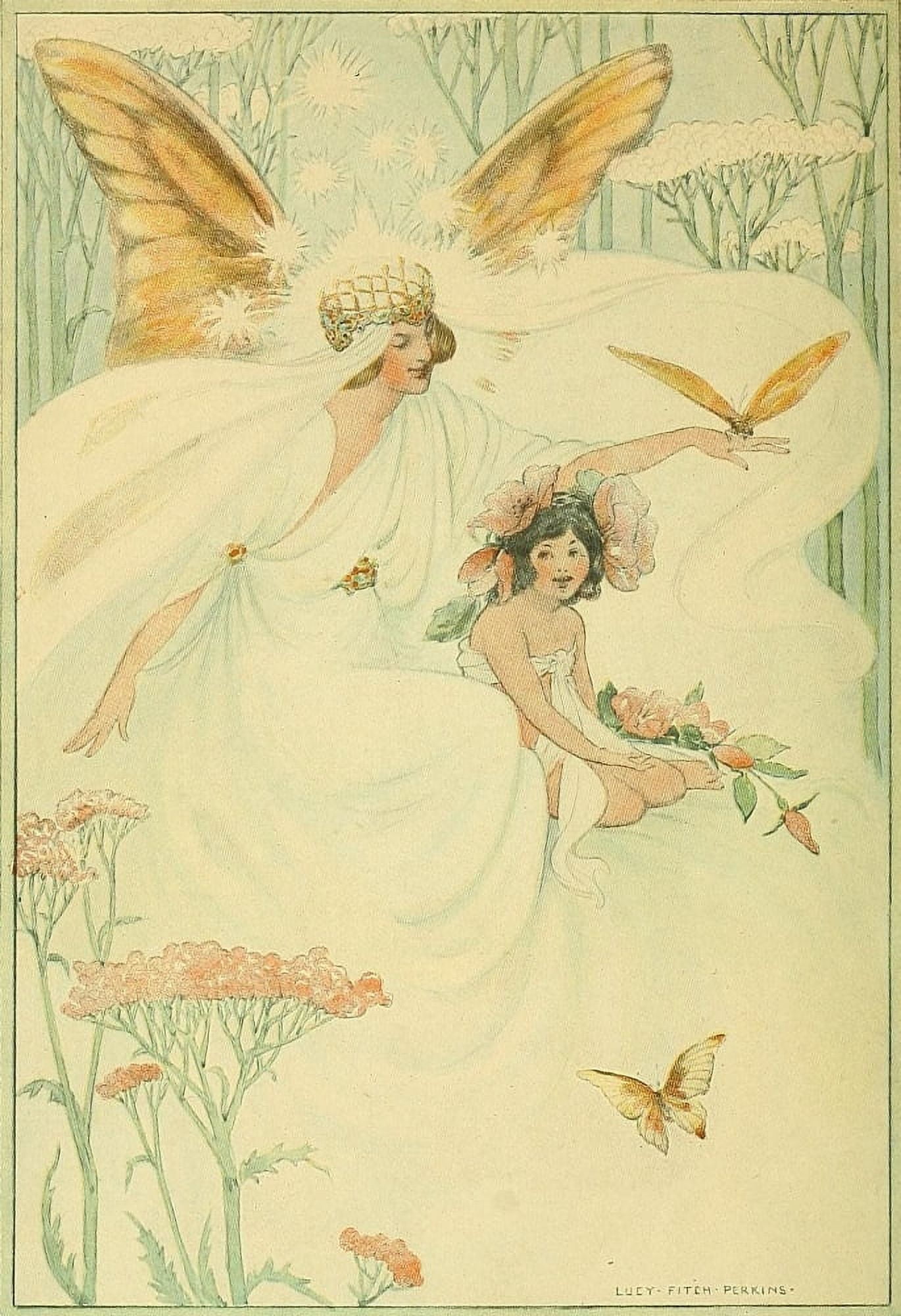 A Midsummer Nights Dream 1907 Titania & Changeling Canvas Art - Lucy Fitch Perkins (24 x 36)