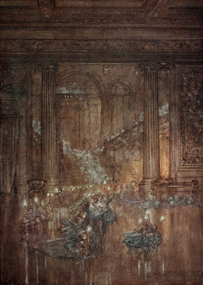 A Midsummer Nights Dream 1908 Glimmering light Canvas Art - Arthur Rackham (24 x 36)