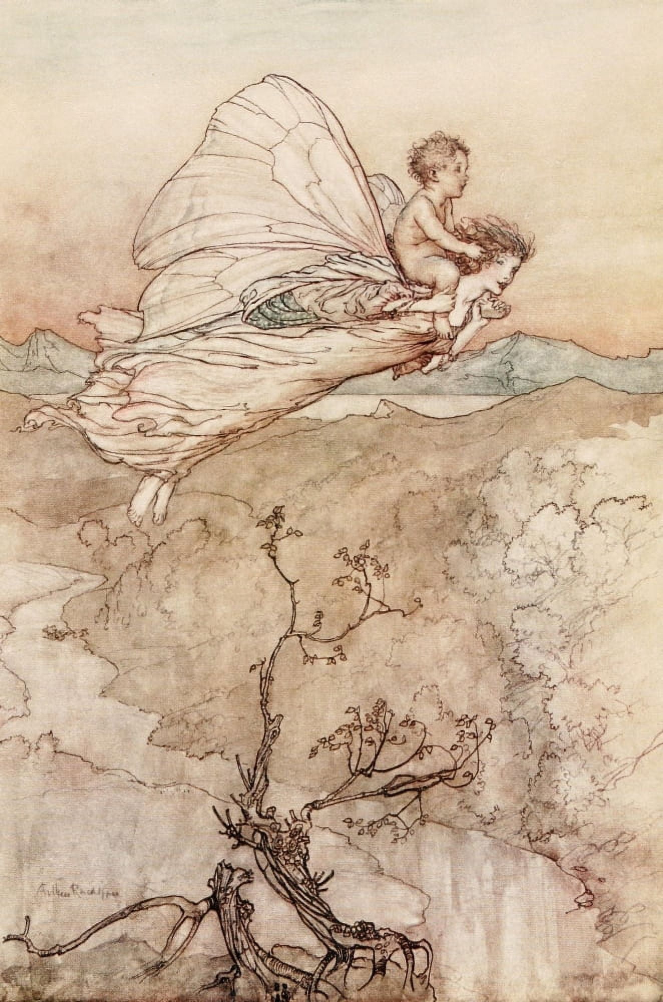 A Midsummer Nights Dream 1908 Her fairy sent Canvas Art - Arthur Rackham (18 x 24)