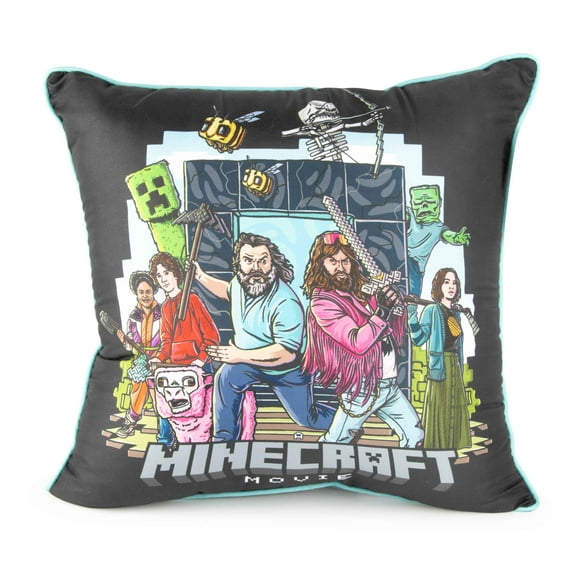 A Minecraft Movie 18" x 18" Decorative Pillow, Polyester, Black, Mojang