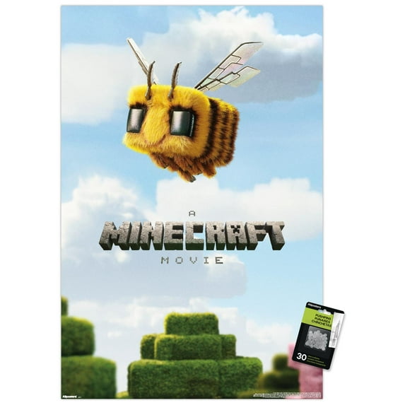 A Minecraft Movie - Bee One Sheet Wall Poster with Push Pins, 22.375" x 34"