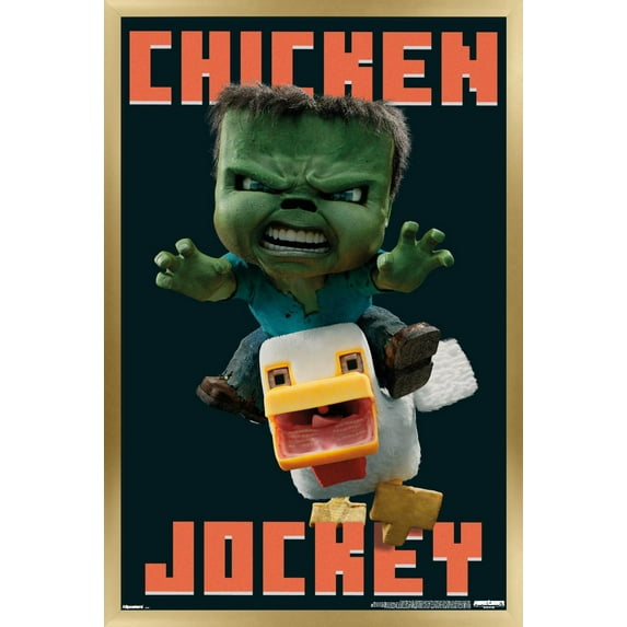 A Minecraft Movie - Chicken Jockey Wall Poster, 14.725" x 22.375" Framed